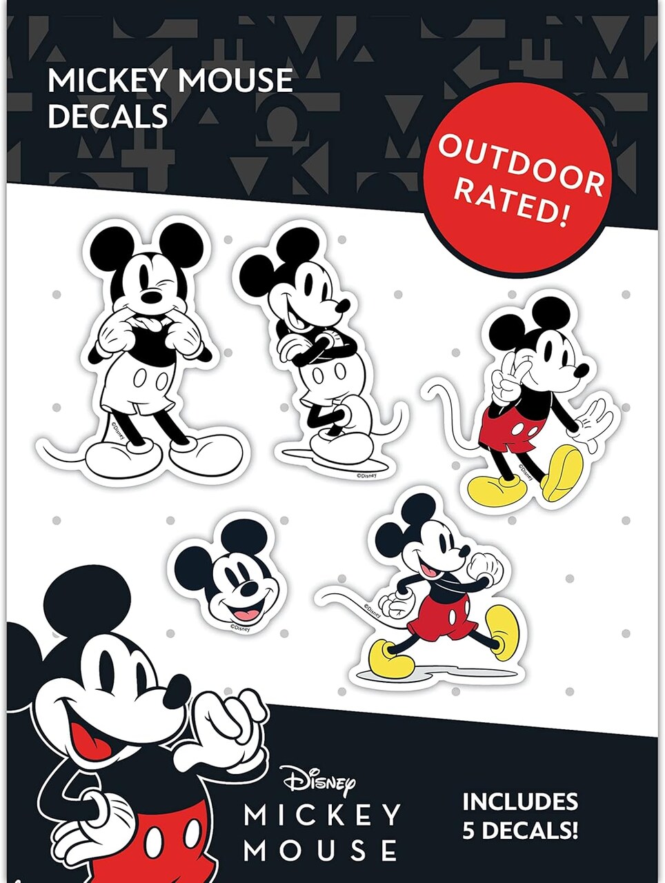 Set of 5 Mickey Mouse Stickers for Kids and Adults-Disney Classic Mickey Mouse Decals